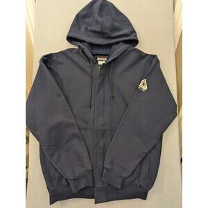 Bulwark FR Hoodie Mens L Navy Flame Resistant CAT 2 Full Zip Hooded Sweatshirt